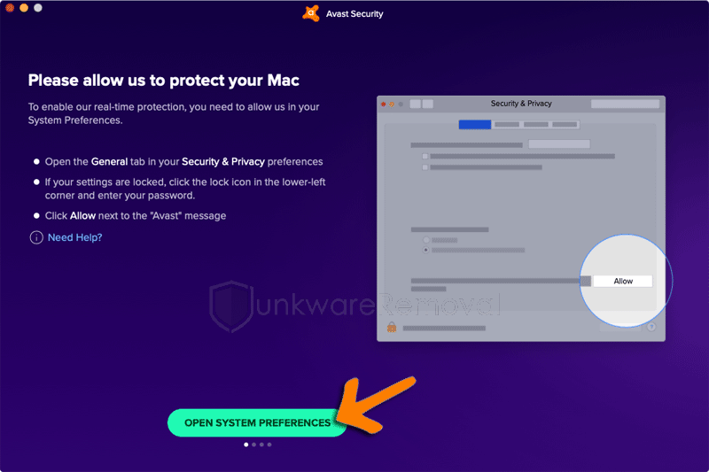 Screenshot of Avast Security Real-Time Preference