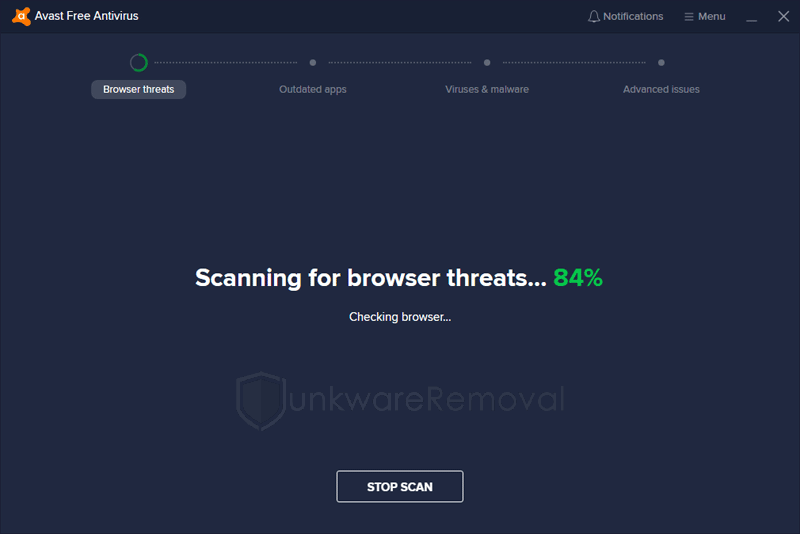 Screenshot des Browser-Scannens